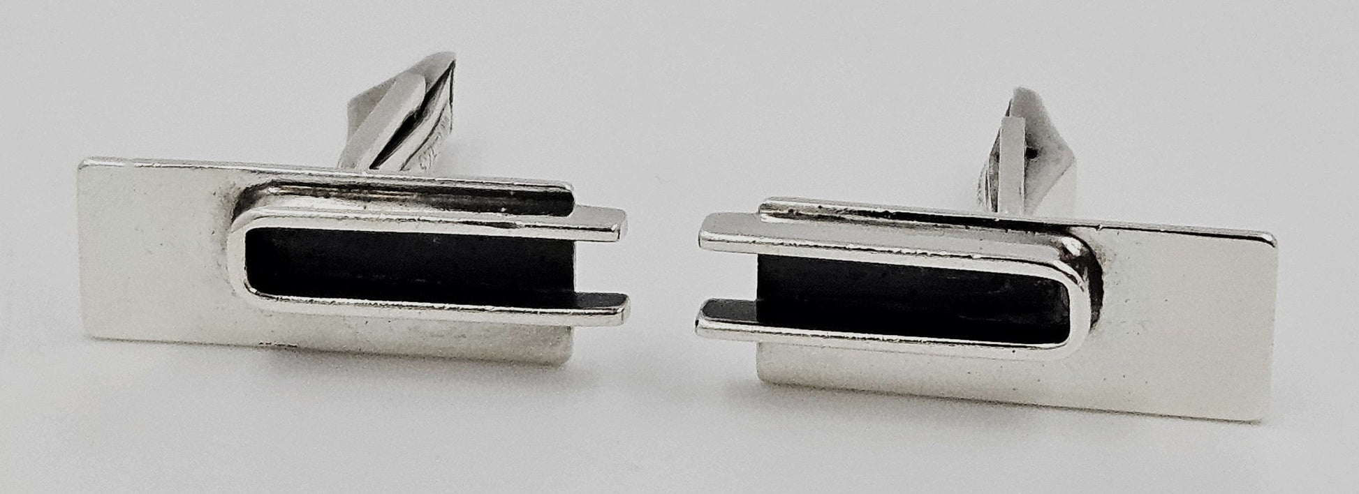 Lore Sterling Jewelry Rare Designer Lore Garrick Sterling Silver Modernist Cufflinks Circa 1950s