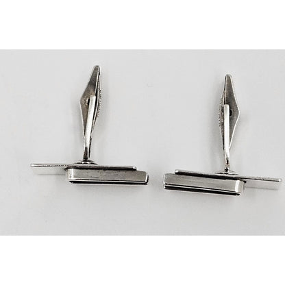Lore Sterling Jewelry Rare Designer Lore Garrick Sterling Silver Modernist Cufflinks Circa 1950s