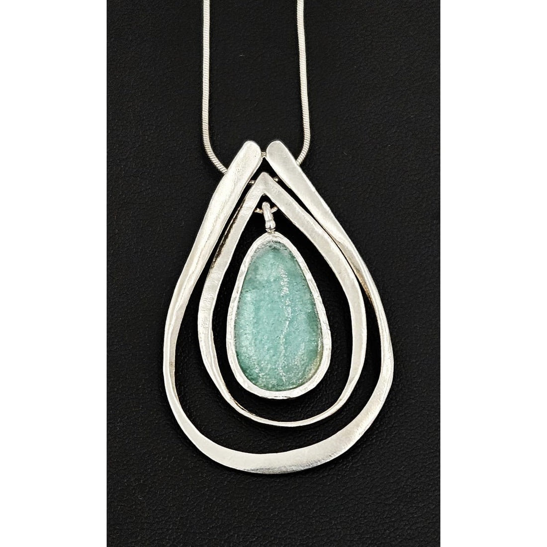Luli Hammerstein Jewelry Luli Hammersztein Sterling Roman Glass Modernist Necklace 1980s