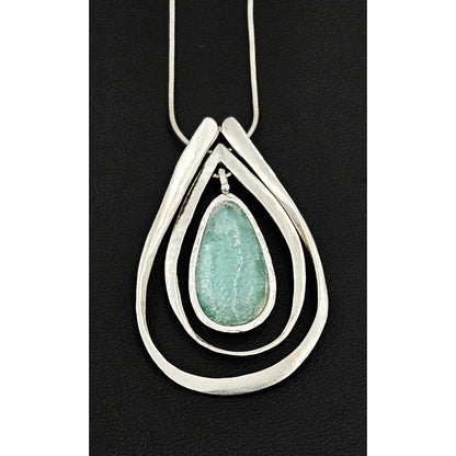 Luli Hammerstein Jewelry Luli Hammersztein Sterling Roman Glass Modernist Necklace 1980s