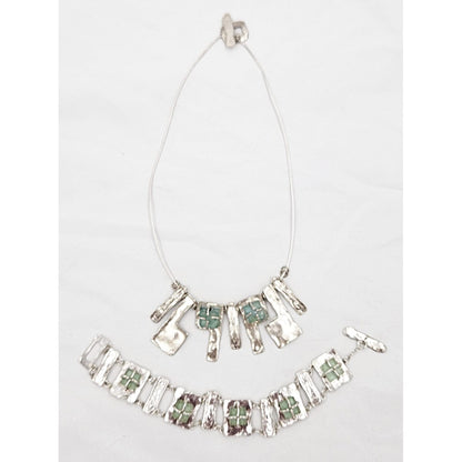 Luli Hammerstein Jewelry Luli Hammersztein Sterling Roman Glass Modernist Necklace &amp; Bracelet Set 1980s
