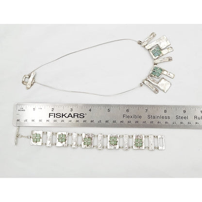 Luli Hammerstein Jewelry Luli Hammersztein Sterling Roman Glass Modernist Necklace &amp; Bracelet Set 1980s