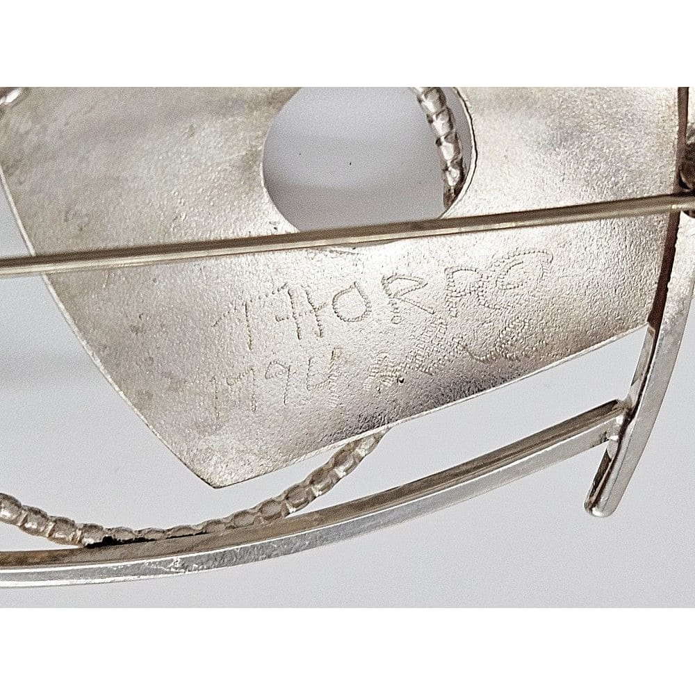 Lynda Thorp Jewelry Lynda Thorp Sterling 14K Amethyst Blue Topaz Modernist Abstract Brooch 1994