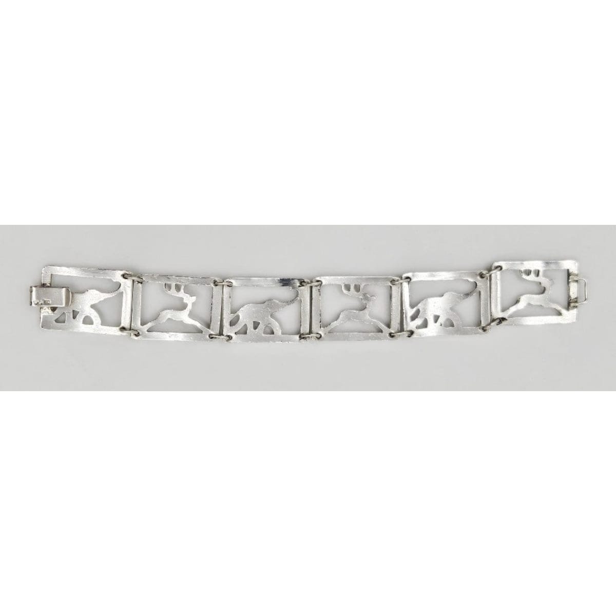 Martin Elmblad Sweden Jewelry Martin Elmblad Sweden Sterling Reindeers Elephants Panel Link Bracelet 1946