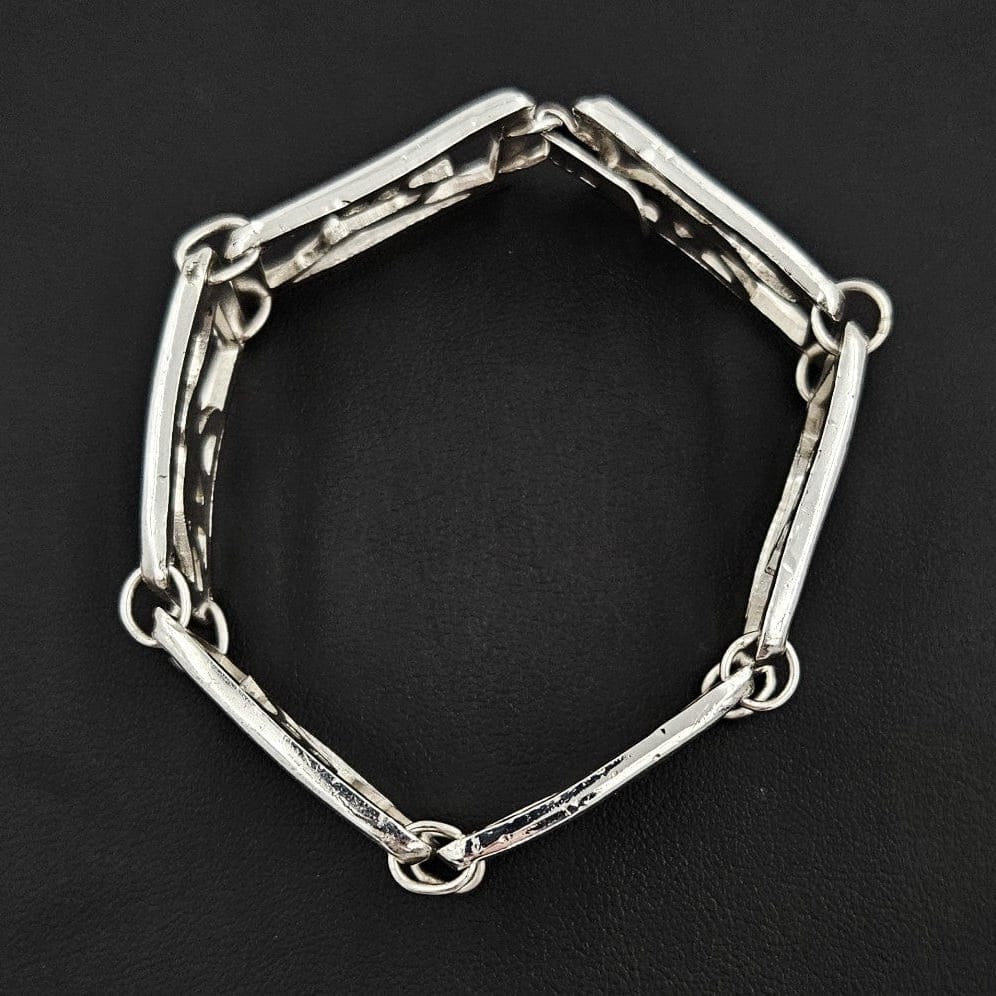 Martin Elmblad Sweden Jewelry Martin Elmblad Sweden Sterling Reindeers Elephants Panel Link Bracelet 1946