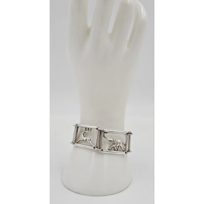 Martin Elmblad Sweden Jewelry Martin Elmblad Sweden Sterling Reindeers Elephants Panel Link Bracelet 1946