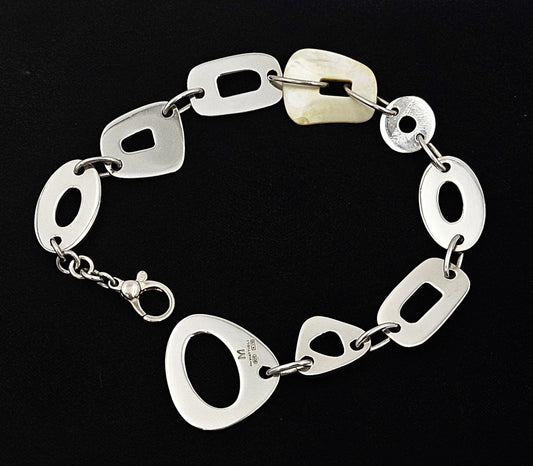 Mattioli Jewelry Mattioli Italy Sterling Artisan Signed Panel Link Bracelet