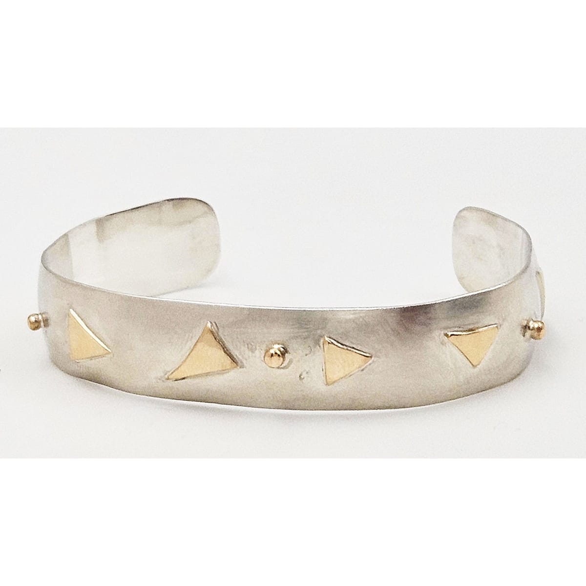 MBG Jewelry Sterling &amp; 14k Gold Artisan Signed MBG Modernist Cuff Bracelet