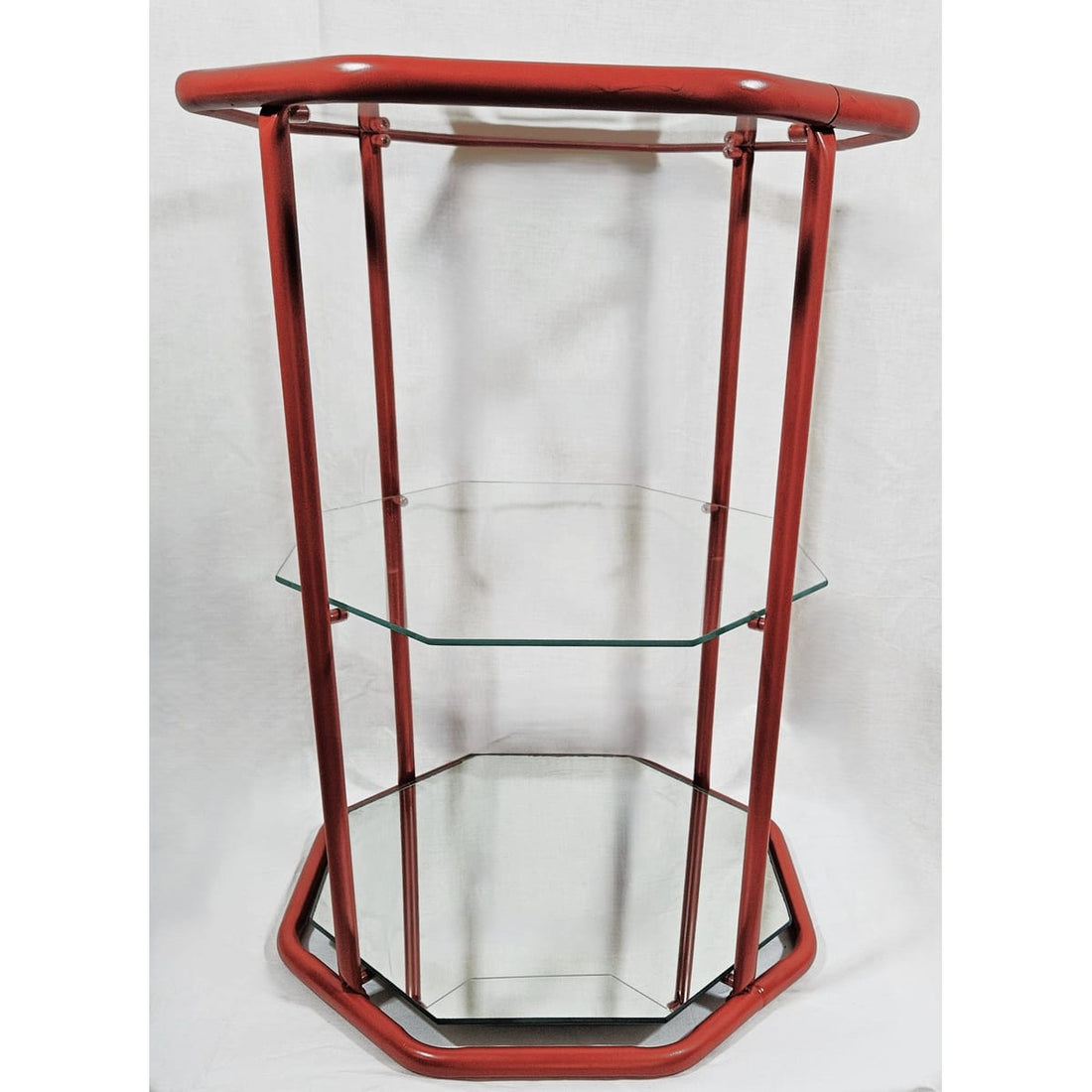 MCM Etagere Shelf Home Decor MCM Brass Glass Mirror 3 Tier Etagere