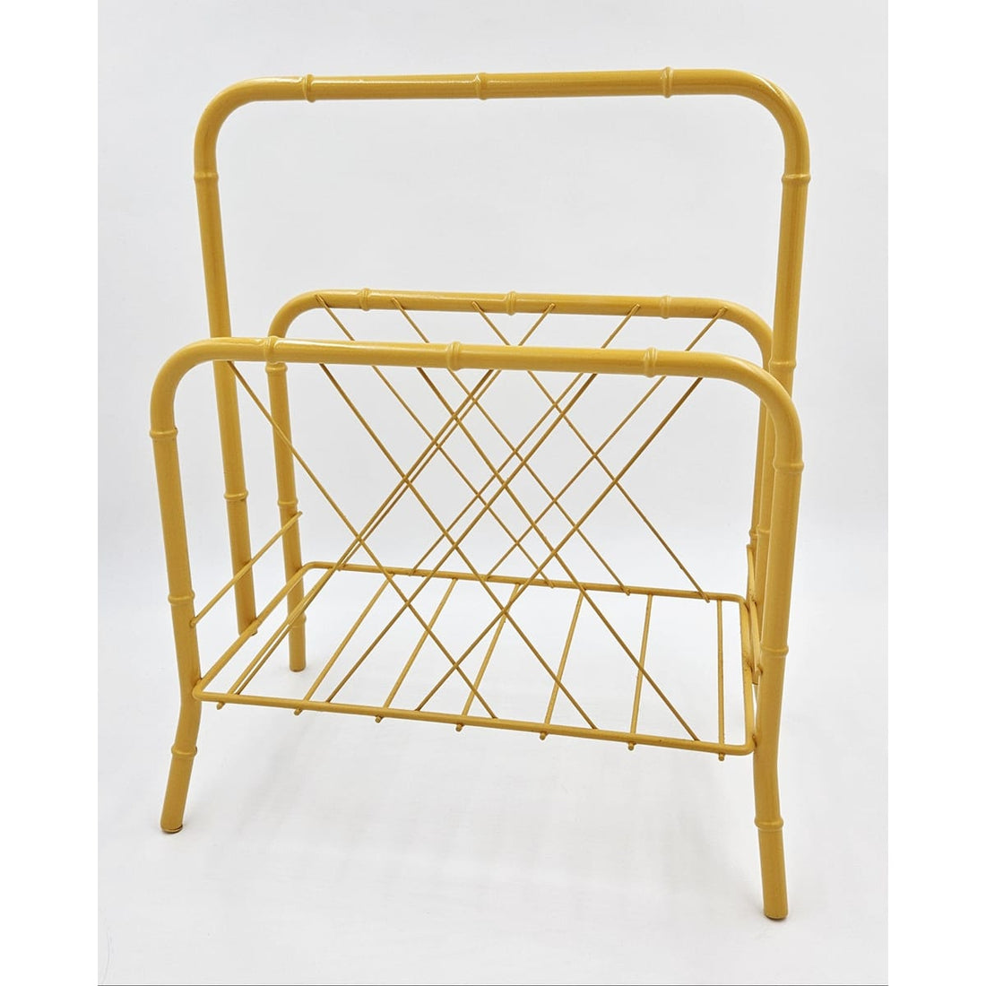 MCM Magazine Rack Magazine Rack 1950s Hollywood Regency Style Gold Brass Faux Bois Bamboo Magazine Holder