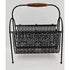 MCM Magazine Rack Magazine Rack Fabulous 1950s Mod Patterned Black Steel Double Magazine LP Record Holder