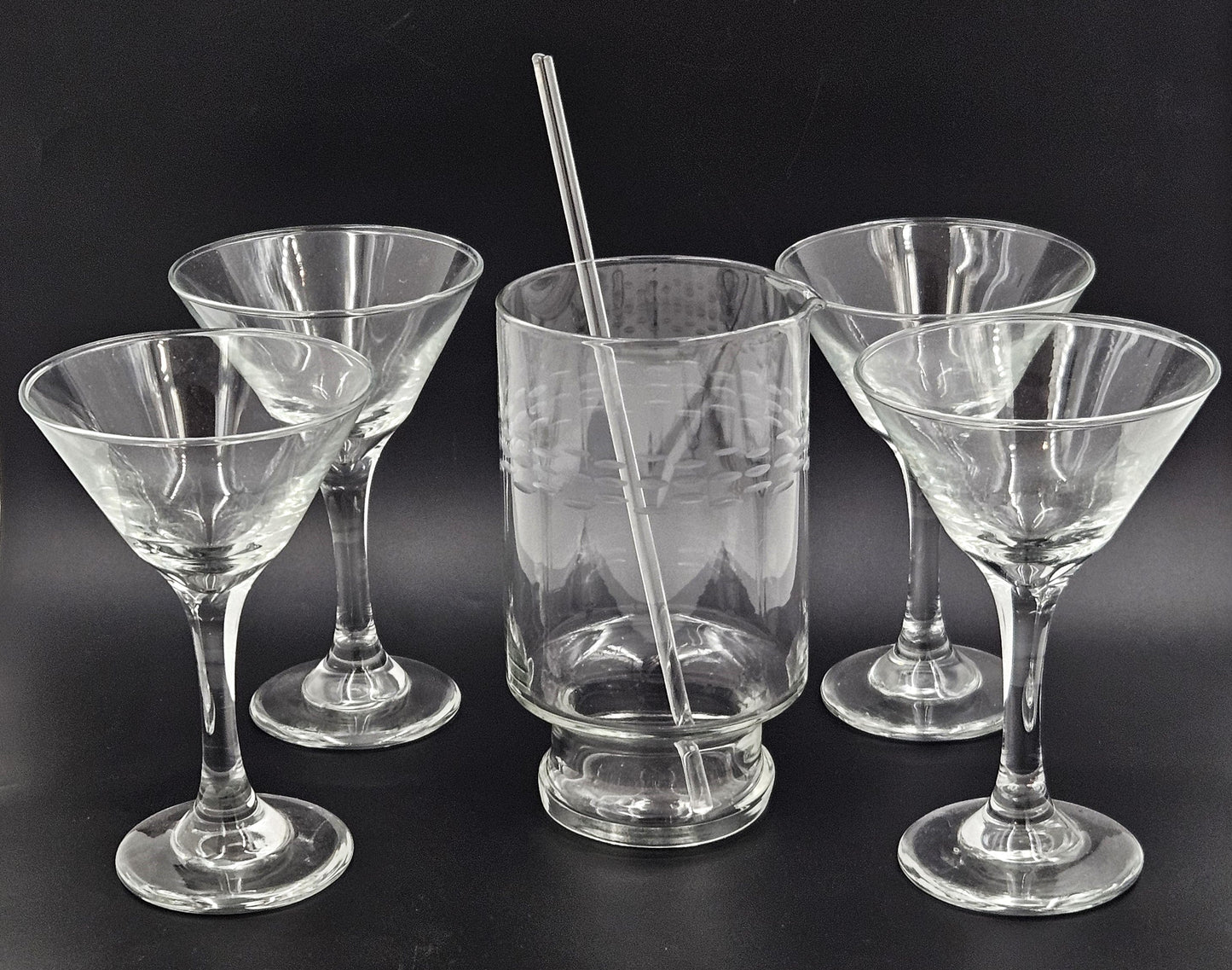 MCM Martini Caddy Set Barware MCM Chrome Martini Caddy with Crystal Martini Glasses & Pitcher