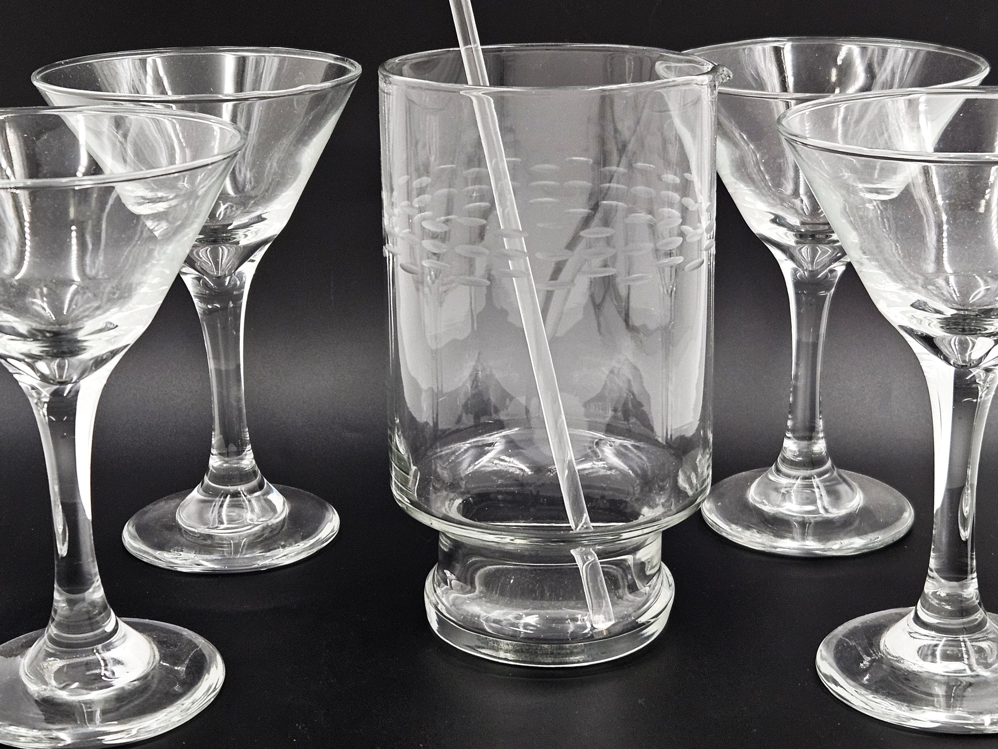 MCM Martini Caddy Set Barware MCM Chrome Martini Caddy with Crystal Martini Glasses & Pitcher