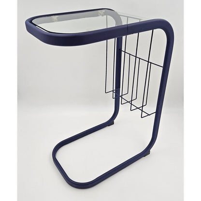 Refurbished Enameled Brass and Glass Magazine Rack Accent Side Table 1960s, view 1 of 10