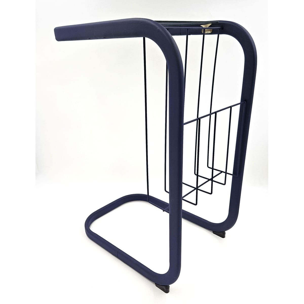 Refurbished Enameled Brass and Glass Magazine Rack Accent Side Table 1960s, view 3 of 10