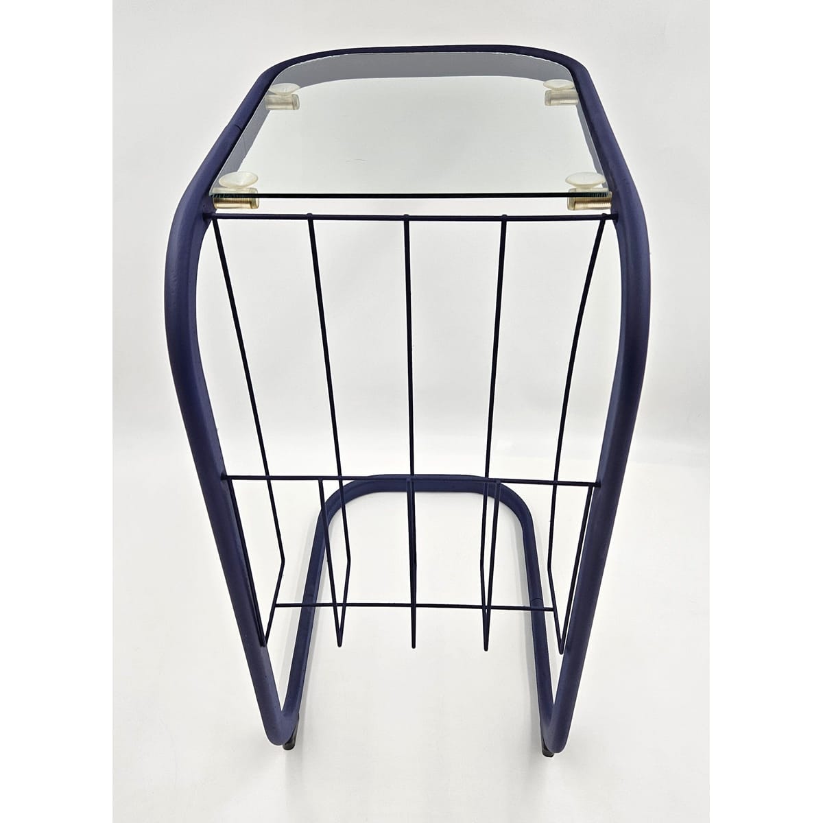 Refurbished Enameled Brass and Glass Magazine Rack Accent Side Table 1960s, view 2 of 10