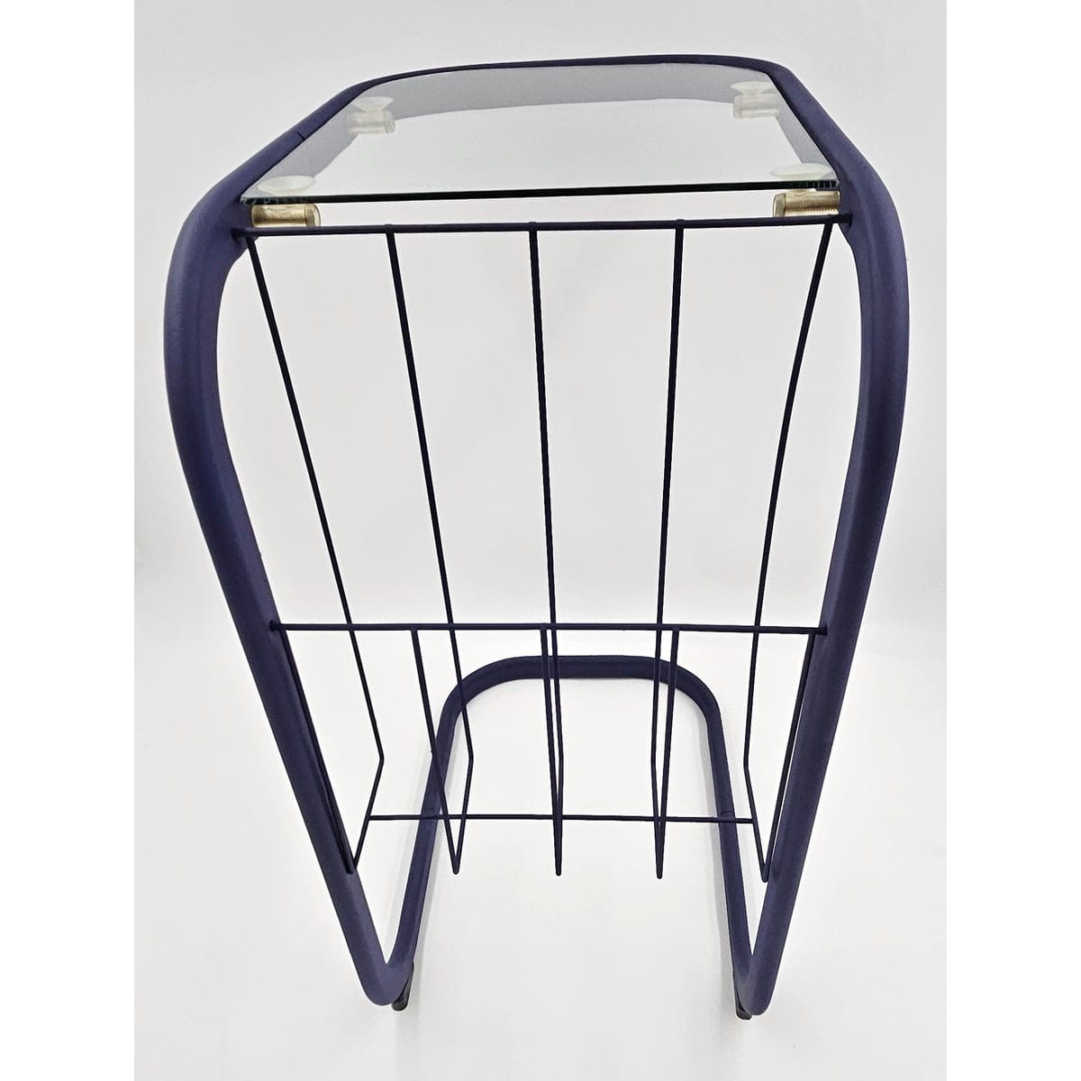 Refurbished Enameled Brass and Glass Magazine Rack Accent Side Table 1960s, view 8 of 10