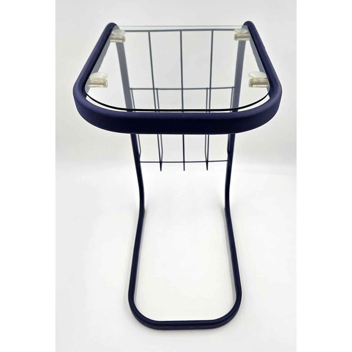 Refurbished Enameled Brass and Glass Magazine Rack Accent Side Table 1960s, view 5 of 10