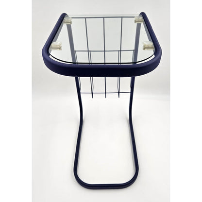 Refurbished Enameled Brass and Glass Magazine Rack Accent Side Table 1960s, view 5 of 10