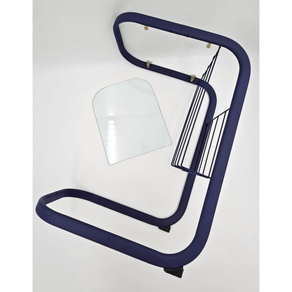 Refurbished Enameled Brass and Glass Magazine Rack Accent Side Table 1960s, view 9 of 10