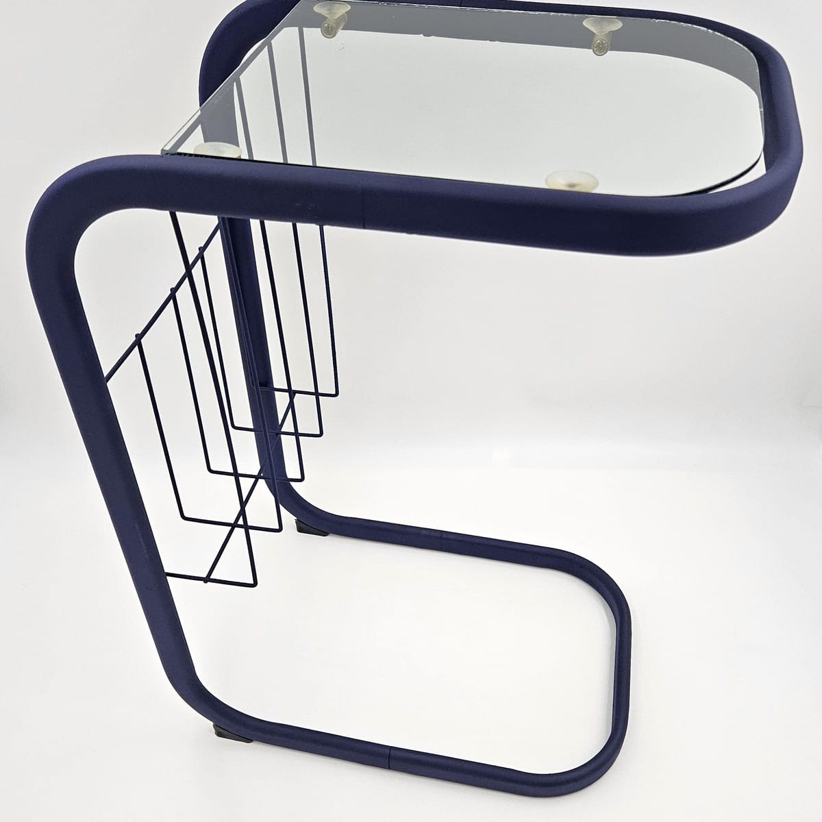 Refurbished Enameled Brass and Glass Magazine Rack Accent Side Table 1960s, view 6 of 10