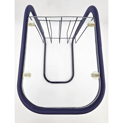 Refurbished Enameled Brass and Glass Magazine Rack Accent Side Table 1960s, view 7 of 10