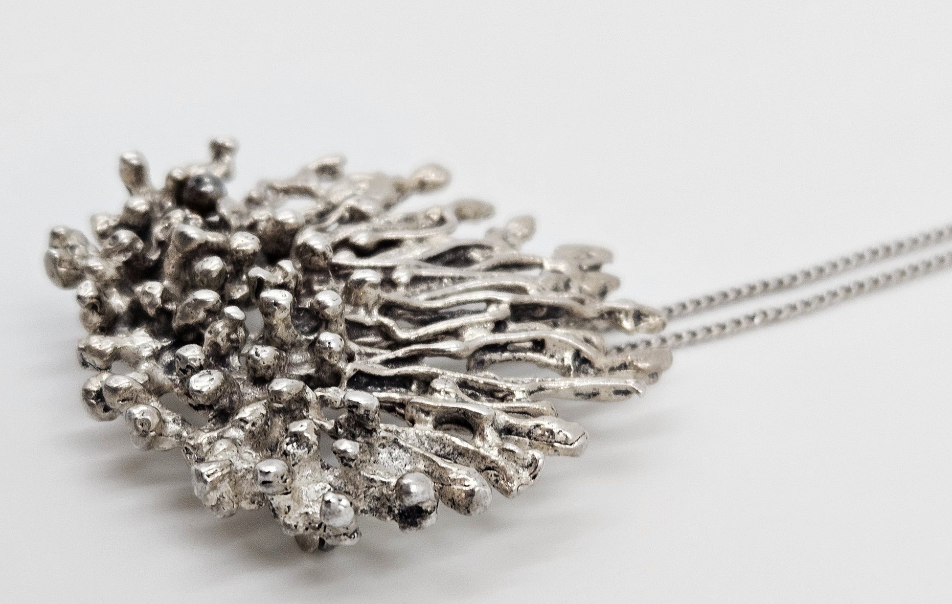 MCM Sterling Artisan Brooch Jewelry 925 Silver Abstract Brutalist 3D Pin/Pendant Necklace