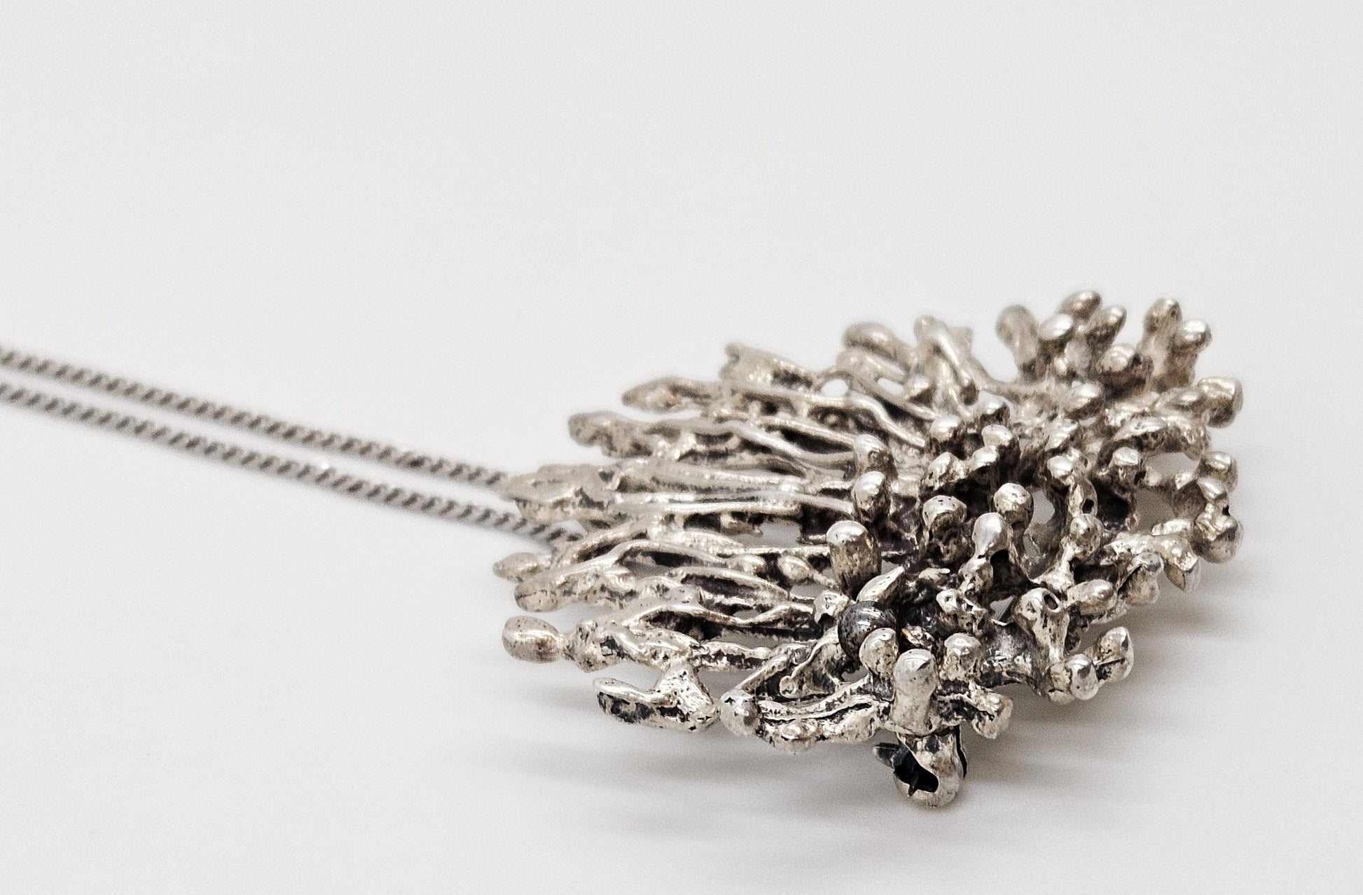 MCM Sterling Artisan Brooch Jewelry 925 Silver Abstract Brutalist 3D Pin/Pendant Necklace