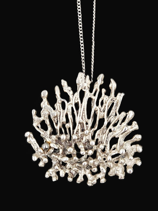 MCM Sterling Artisan Brooch Jewelry 925 Silver Abstract Brutalist 3D Pin/Pendant Necklace