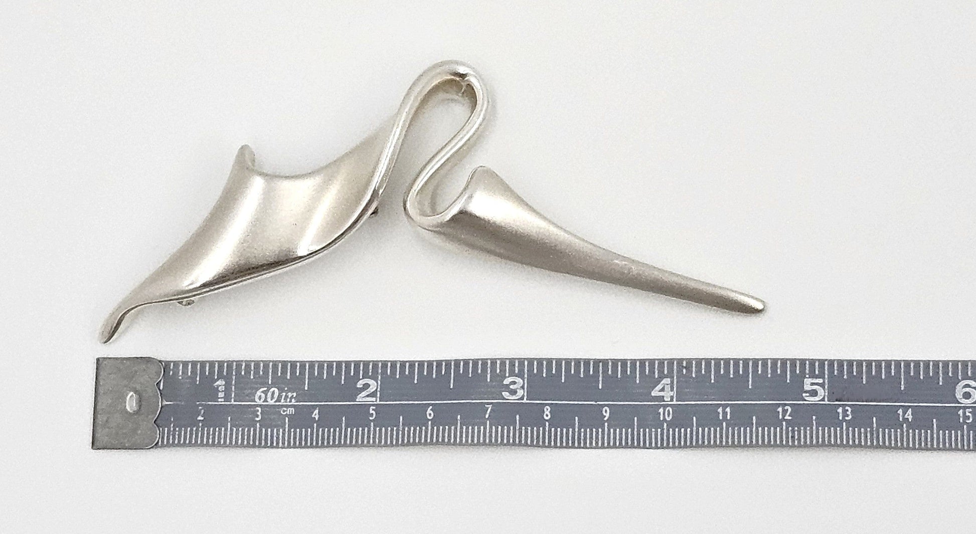 MCM Sterling Artisan Brooch Jewelry 925 Silver Abstract Mod Brooch 4"L 17.2g