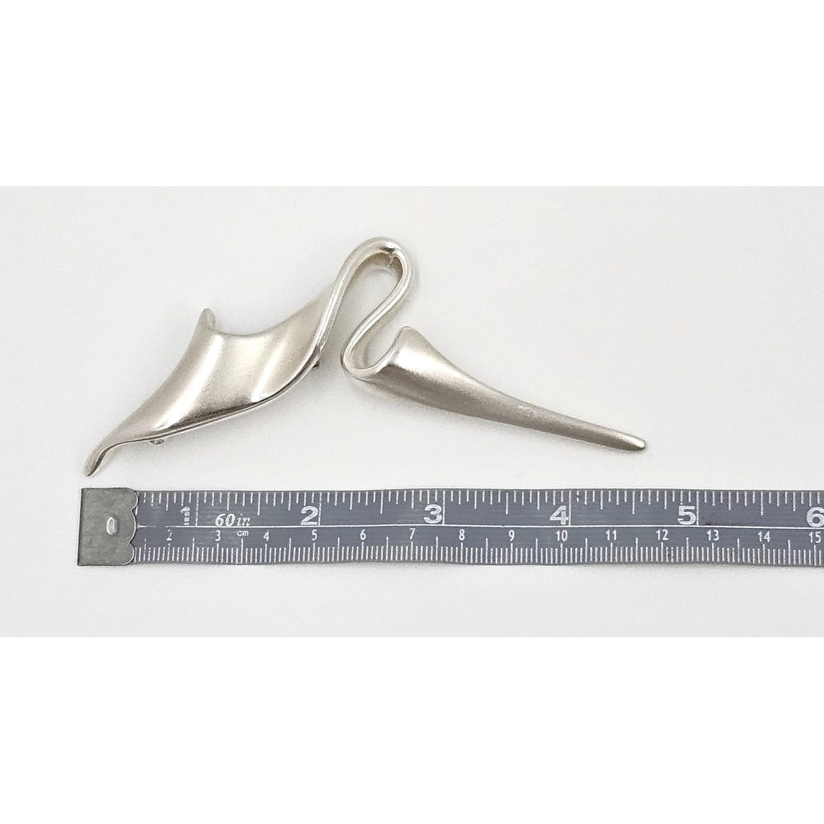 MCM Sterling Artisan Brooch Jewelry 925 Silver Abstract Mod Brooch 4"L 17.2g