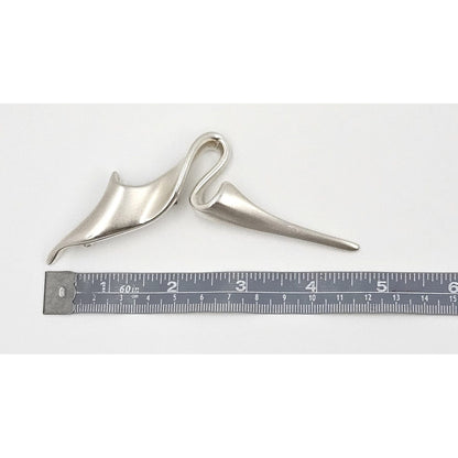 MCM Sterling Artisan Brooch Jewelry 925 Silver Abstract Mod Brooch 4"L 17.2g