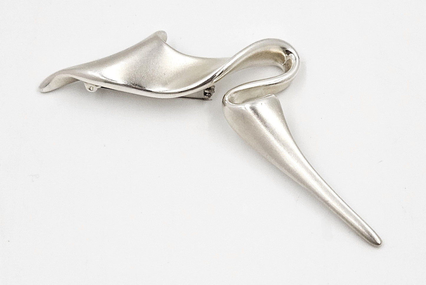 MCM Sterling Artisan Brooch Jewelry 925 Silver Abstract Mod Brooch 4"L 17.2g