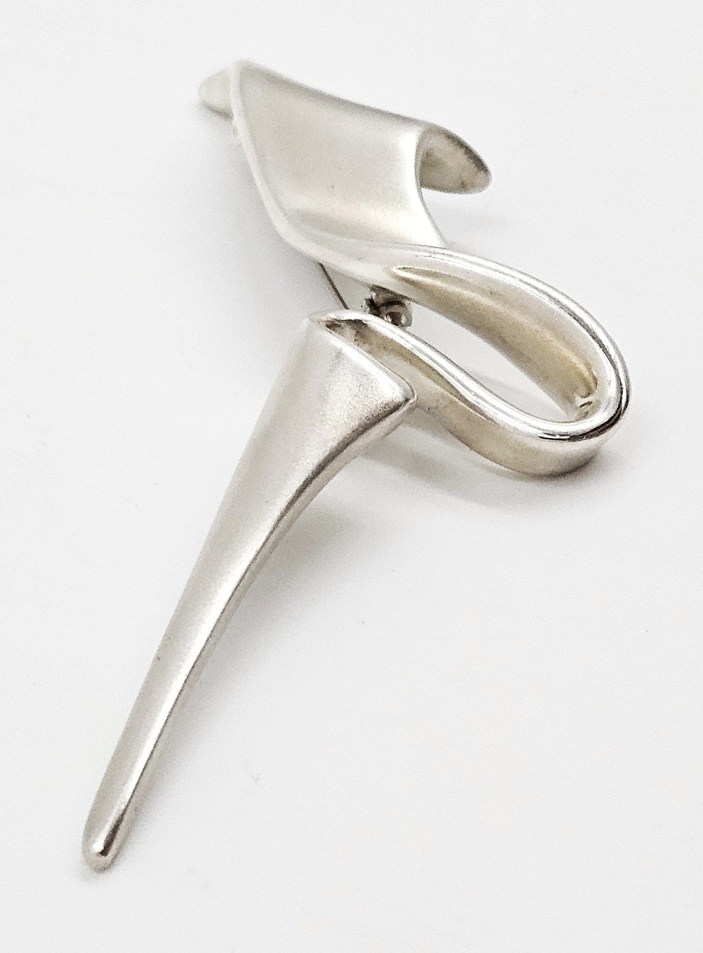 MCM Sterling Artisan Brooch Jewelry 925 Silver Abstract Mod Brooch 4"L 17.2g