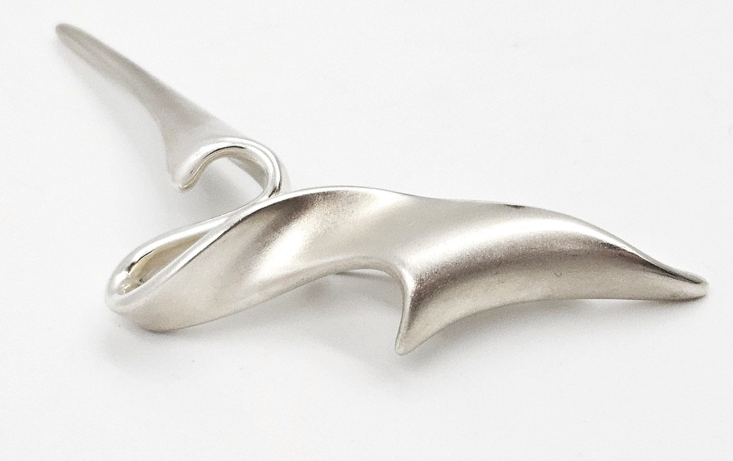 MCM Sterling Artisan Brooch Jewelry 925 Silver Abstract Mod Brooch 4"L 17.2g