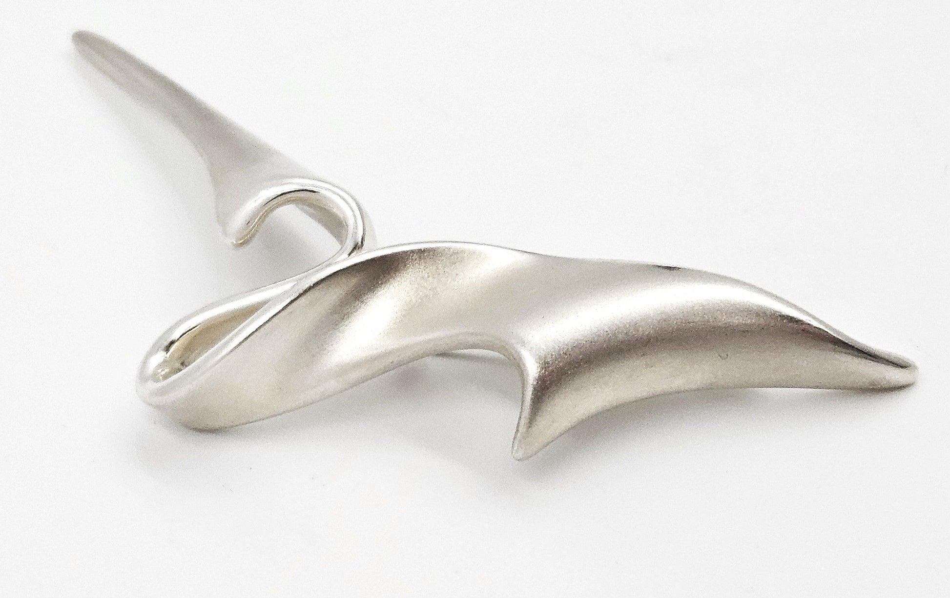 MCM Sterling Artisan Brooch Jewelry 925 Silver Abstract Mod Brooch 4"L 17.2g