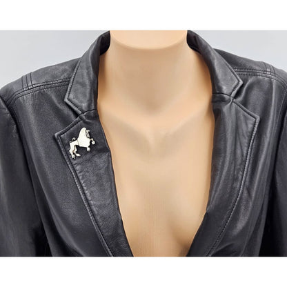 Vintage sterling silver abstract modernist Constructivism Bull Taurus Brooch Pin, view 2 of 8