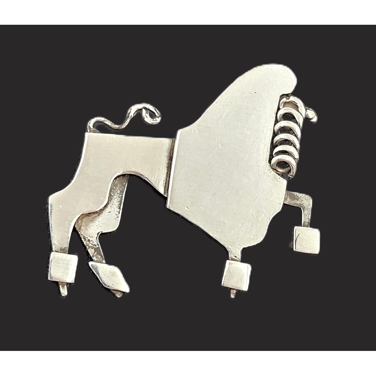 Vintage sterling silver abstract modernist Constructivism Bull Taurus Brooch Pin, view 1 of 8