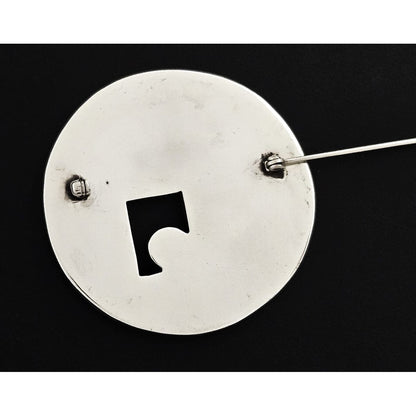 MCM Sterling Artisan Brooch Jewelry MCM Artisan Handmade Sterling + Clear Quartz + Inlaid Wood Modernist Brooch