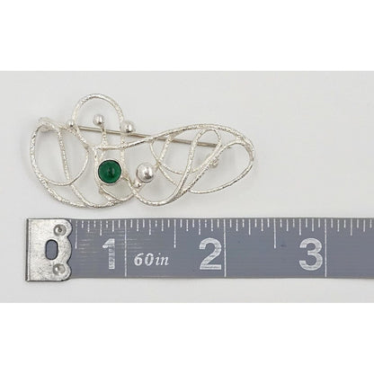 MCM Modern sterling silver and Chrysoprase Brooch, view 9 of 9