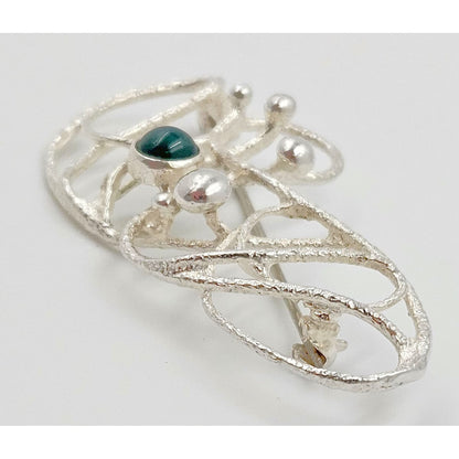 MCM Modern sterling silver and Chrysoprase Brooch, view 6 of 9