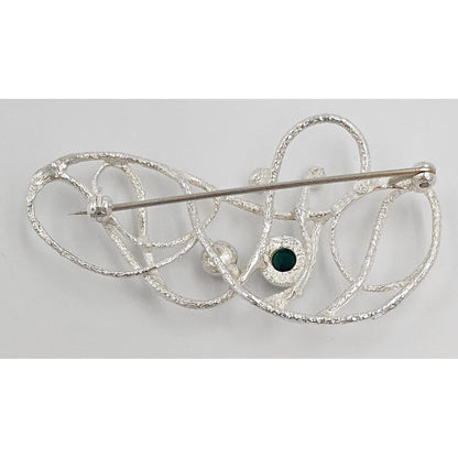 MCM Modern sterling silver and Chrysoprase Brooch, view 8 of 9