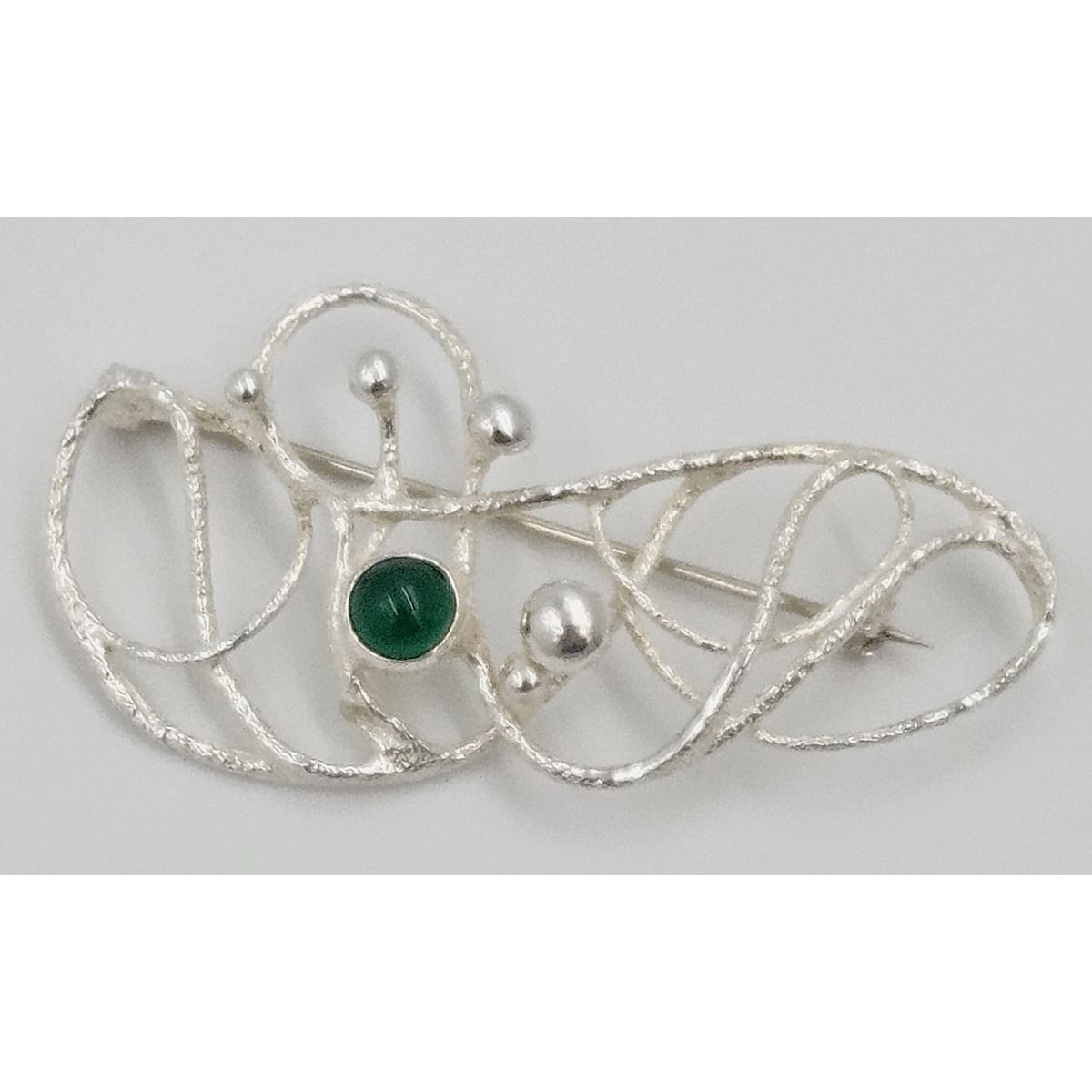 MCM Modern sterling silver and Chrysoprase Brooch, view 5 of 9