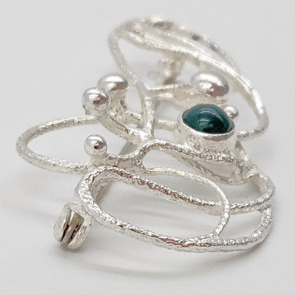 MCM Modern sterling silver and Chrysoprase Brooch, view 7 of 9