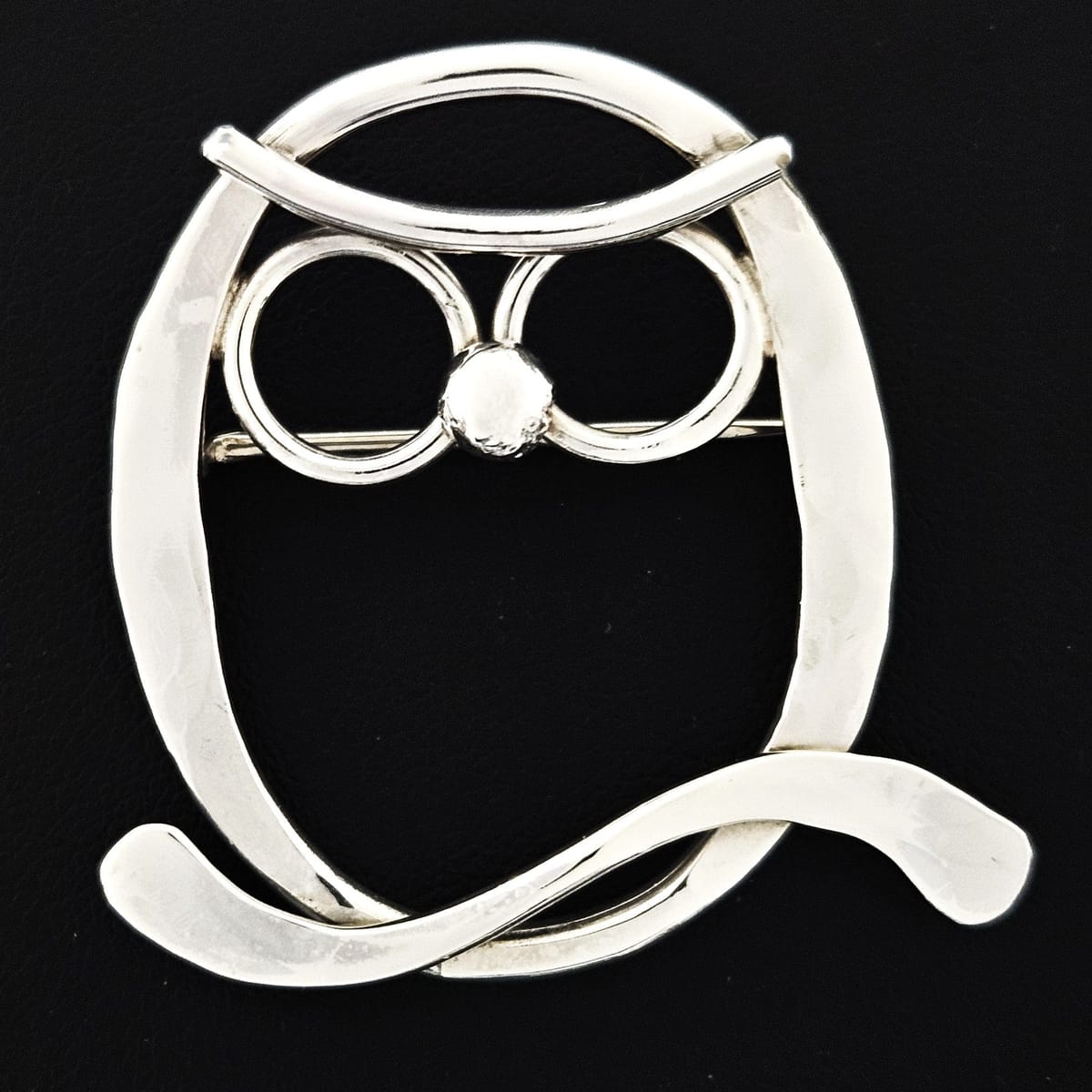 MCM Sterling Artisan Brooch Jewelry MCM Modernist Sterling Silver Owl with Glasses Brooch