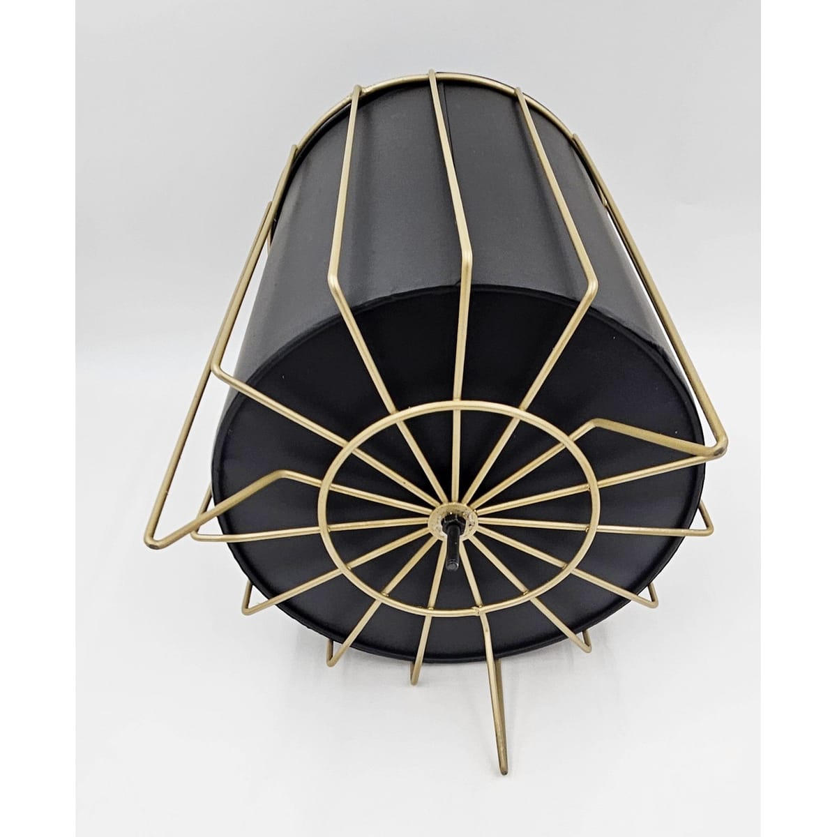 MCM Trash Can Trash Can MCM Retro Atomic Hairpin Black and Gold Steel Trash Can