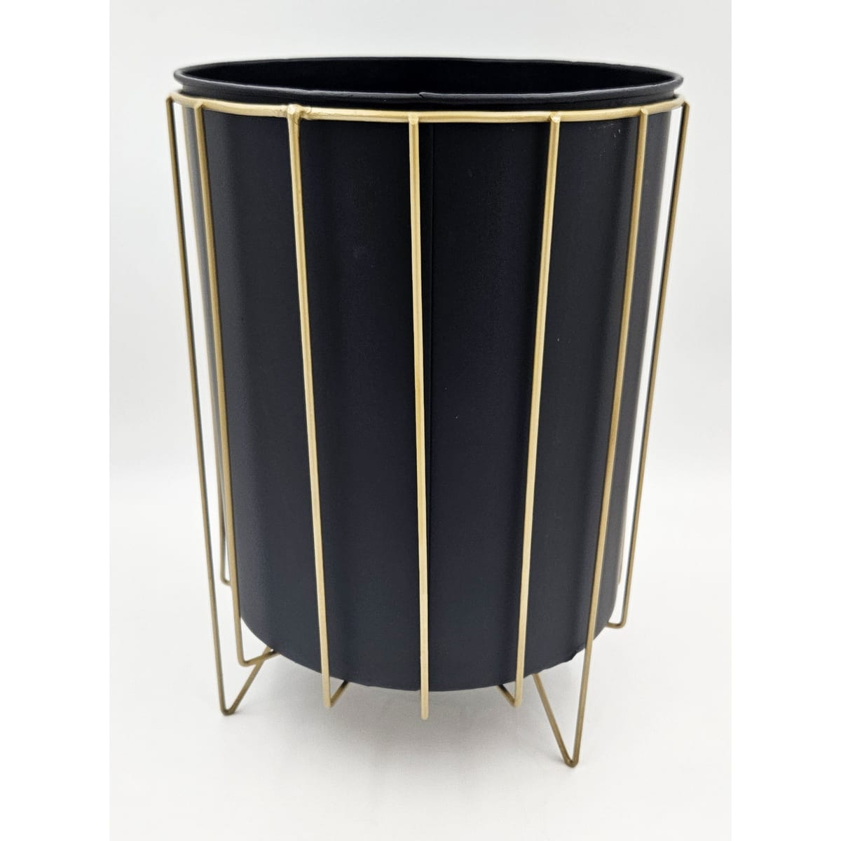 MCM Trash Can Trash Can MCM Retro Atomic Hairpin Black and Gold Steel Trash Can