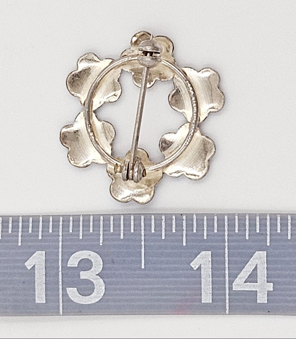 Meka Jewelry Meka Denmark Gilt Sterling Guilloche Enamel Forget Me Not Flowers Brooch