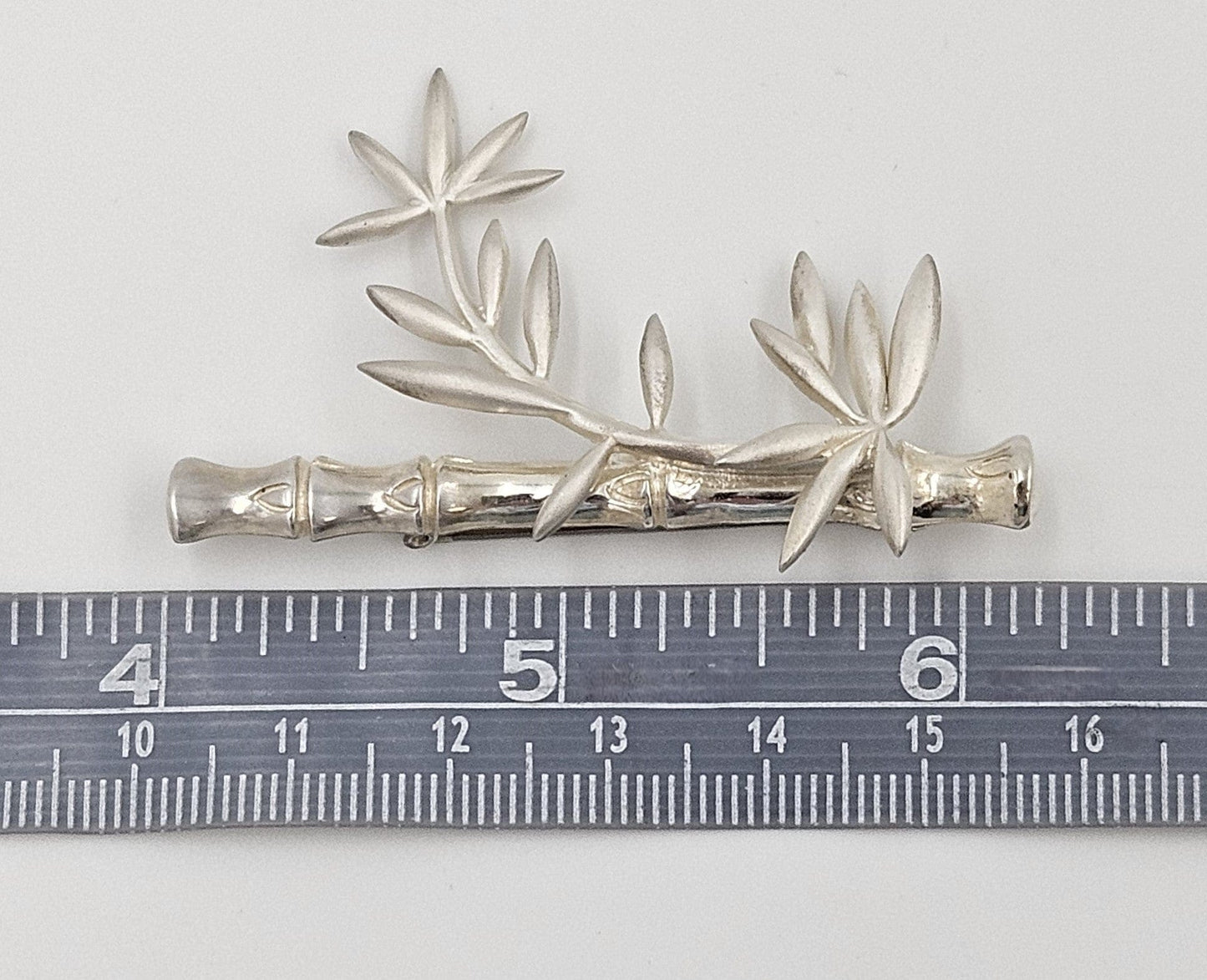 MFA USA Jewelry Vintage MMA Modernist Sterling Silver Bamboo Stalk and Leaves Brooch