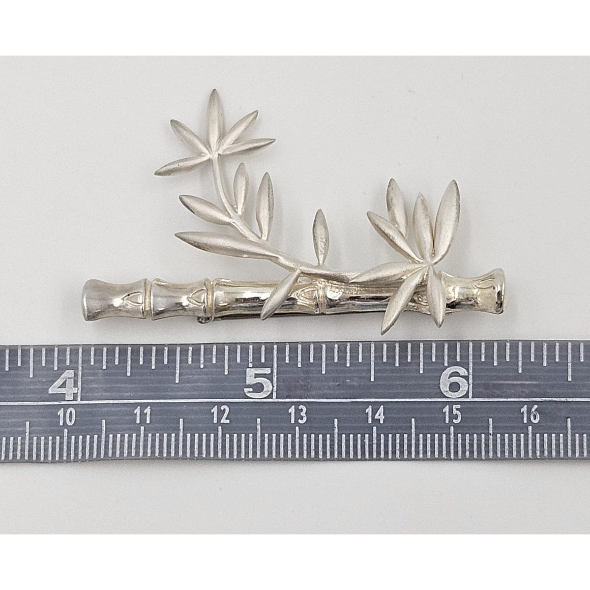 MFA USA Jewelry Vintage MMA Modernist Sterling Silver Bamboo Stalk and Leaves Brooch